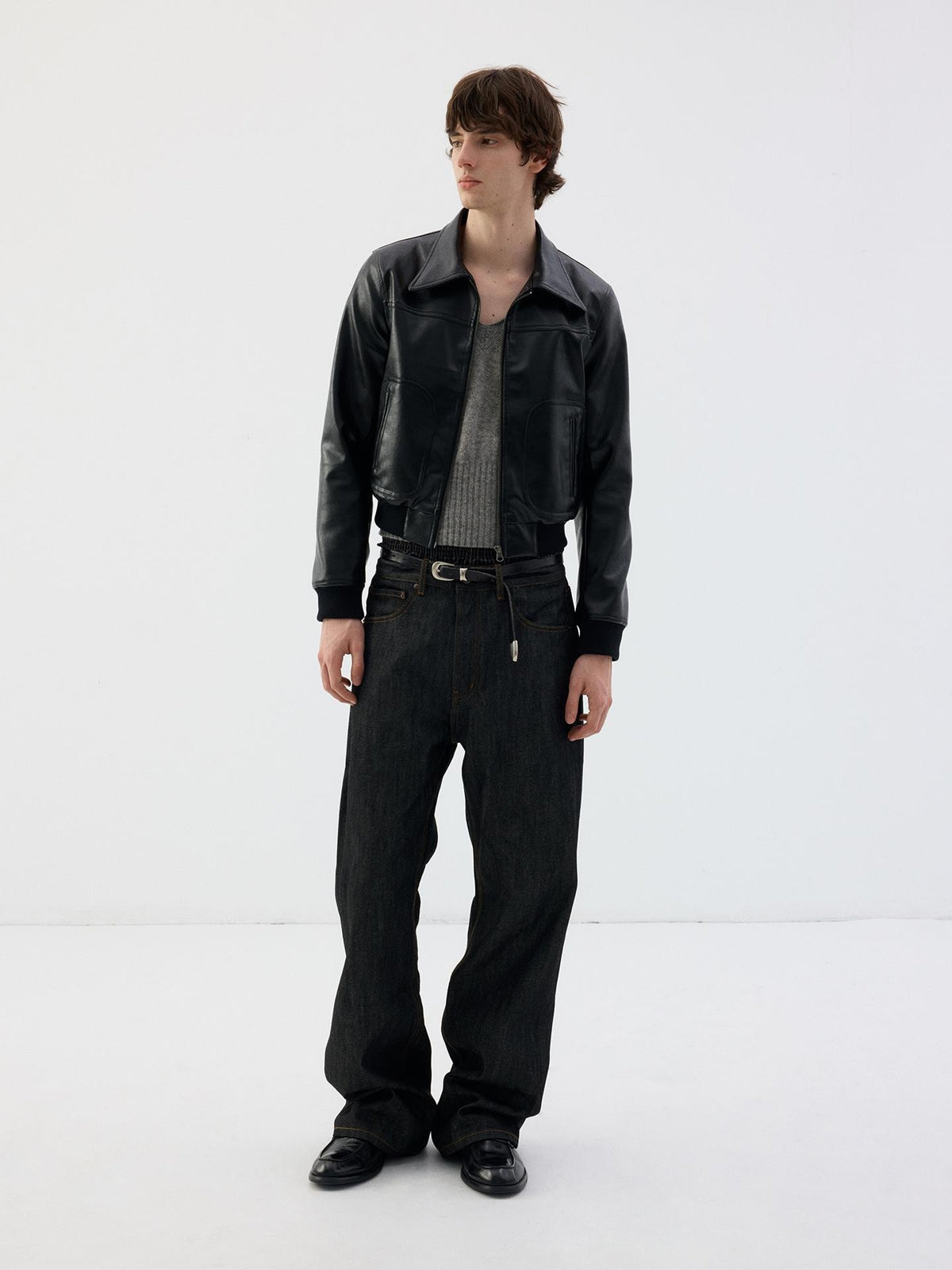 Delivery Vintage Black Cropped Zip Square Neck Skinny Fit Women&