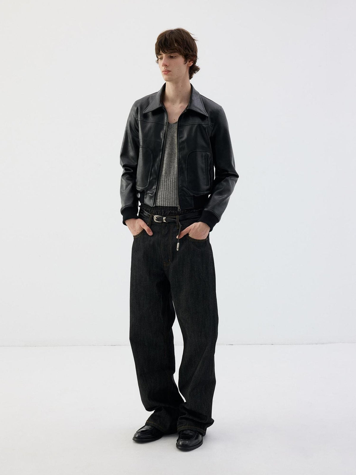 Delivery Vintage Black Cropped Zip Square Neck Skinny Fit Women&