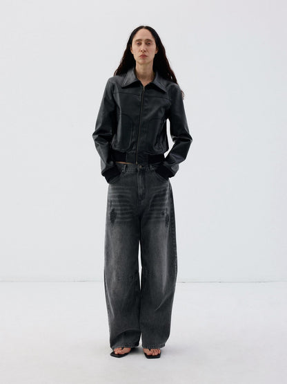 Delivery Vintage Black Cropped Zip Square Neck Skinny Fit Women&