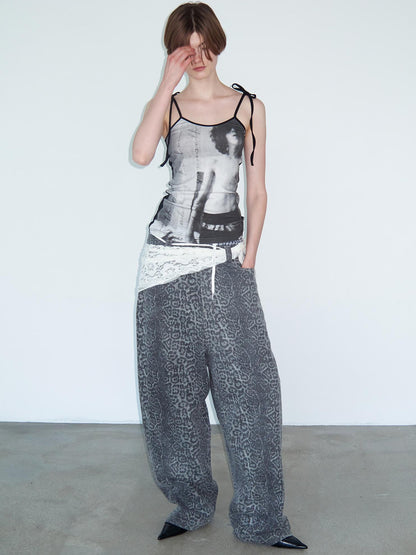 Delivery Vintage Black &amp; White Portrait Print Tie Back Camisole
