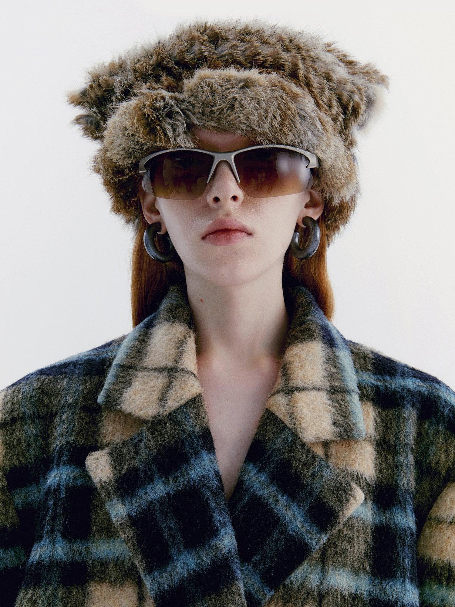 Delivery Vintage Blue Yellow Plaid Plush Texture Women&