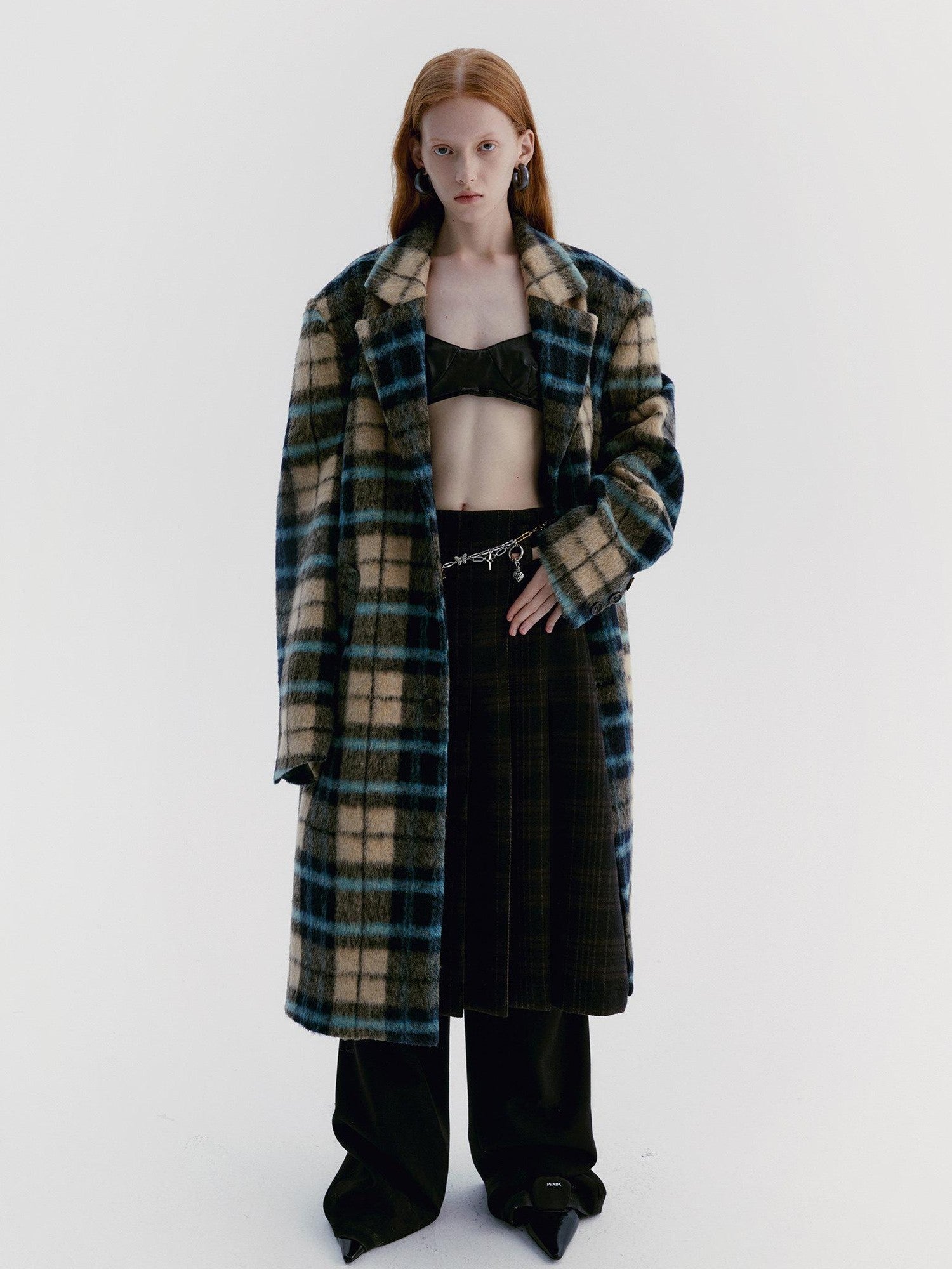 Delivery Vintage Blue Yellow Plaid Plush Texture Women&