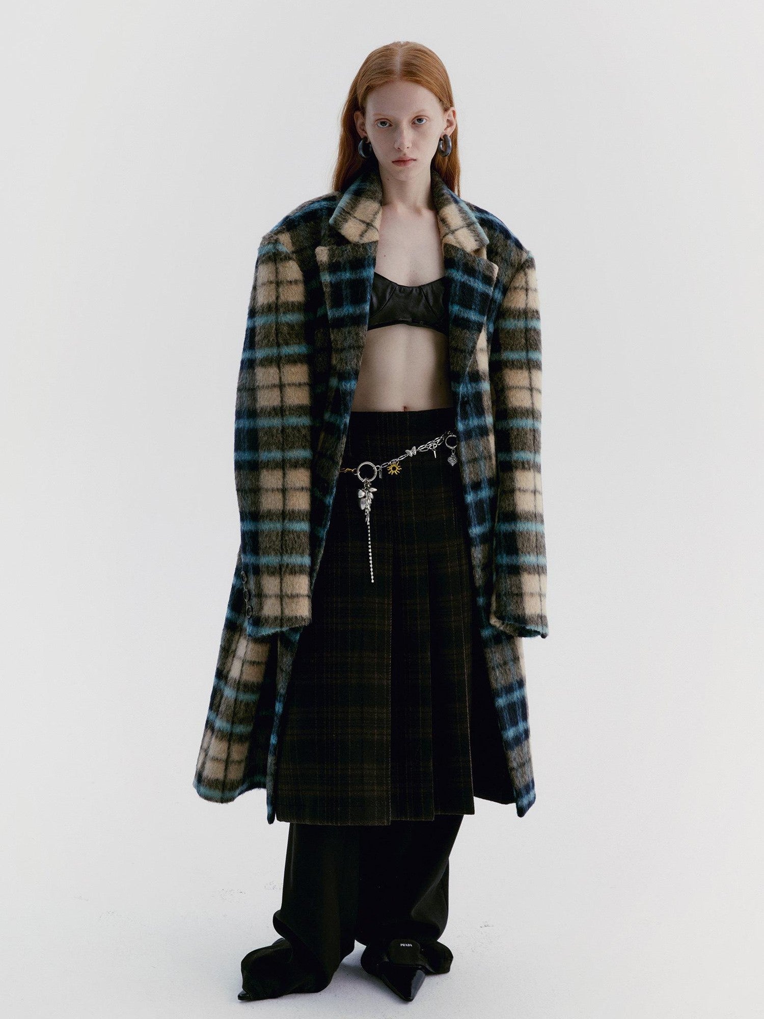 Delivery Vintage Blue Yellow Plaid Plush Texture Women&