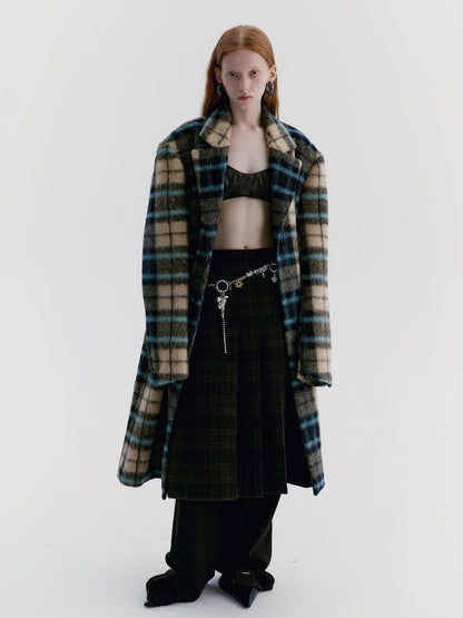 Delivery Vintage Blue Yellow Plaid Plush Texture Women&