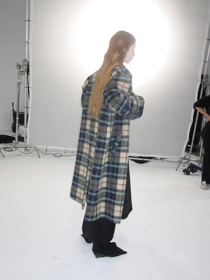 Delivery Vintage Blue Yellow Plaid Plush Texture Women&