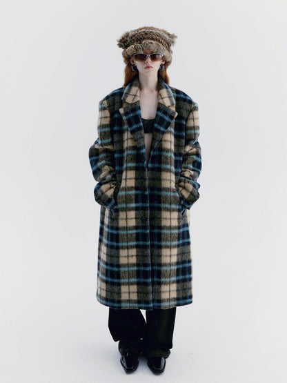 Delivery Vintage Blue Yellow Plaid Plush Texture Women&