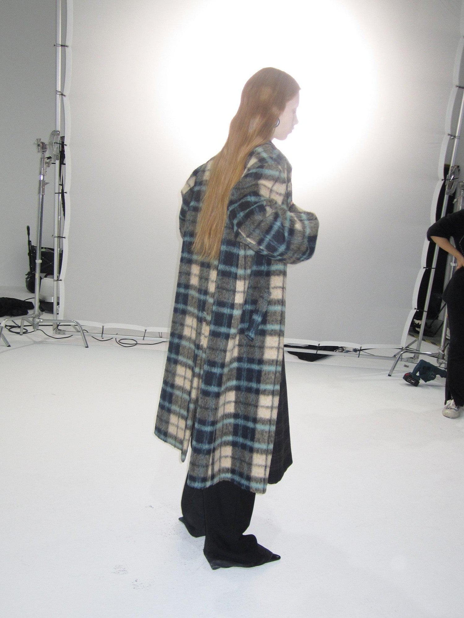 Delivery Vintage Blue Yellow Plaid Plush Texture Women&
