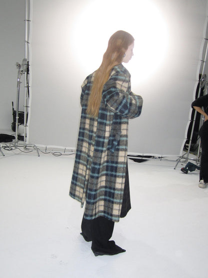 Delivery Vintage Blue Yellow Plaid Plush Texture Women&