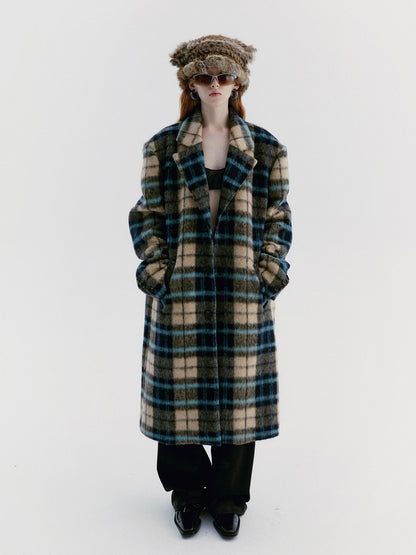 Delivery Vintage Blue Yellow Plaid Plush Texture Women&