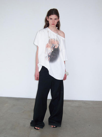 Delivery Vintage Century Kiss Print Asymmetric Women&