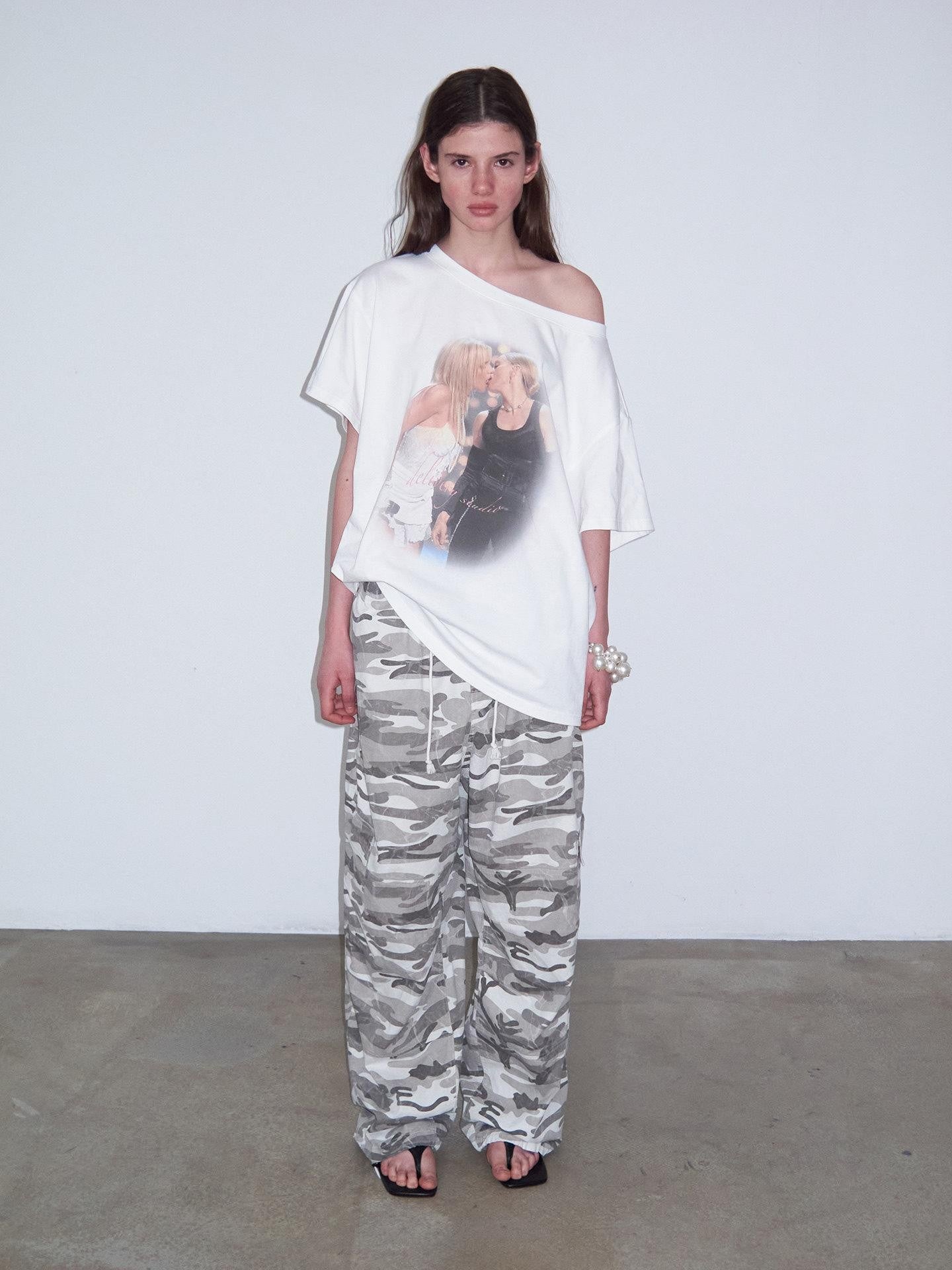 Delivery Vintage Century Kiss Print Asymmetric Women&