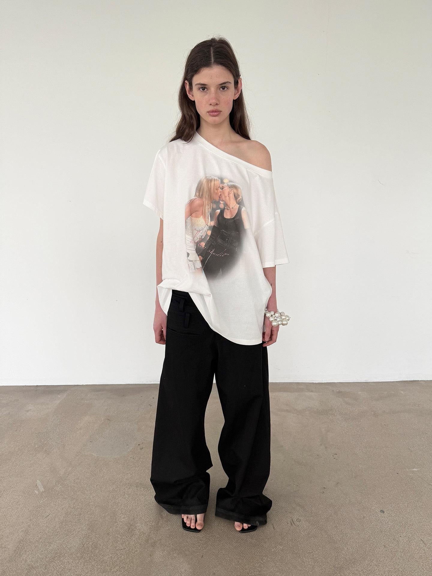 Delivery Vintage Century Kiss Print Asymmetric Women&
