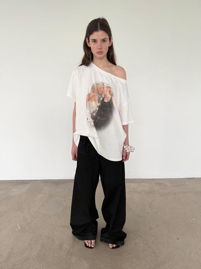 Delivery Vintage Century Kiss Print Asymmetric Women&