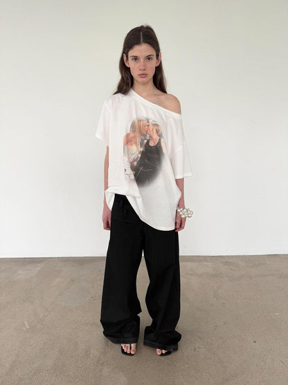 Delivery Vintage Century Kiss Print Asymmetric Women&