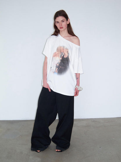 Delivery Vintage Century Kiss Print Asymmetric Women&