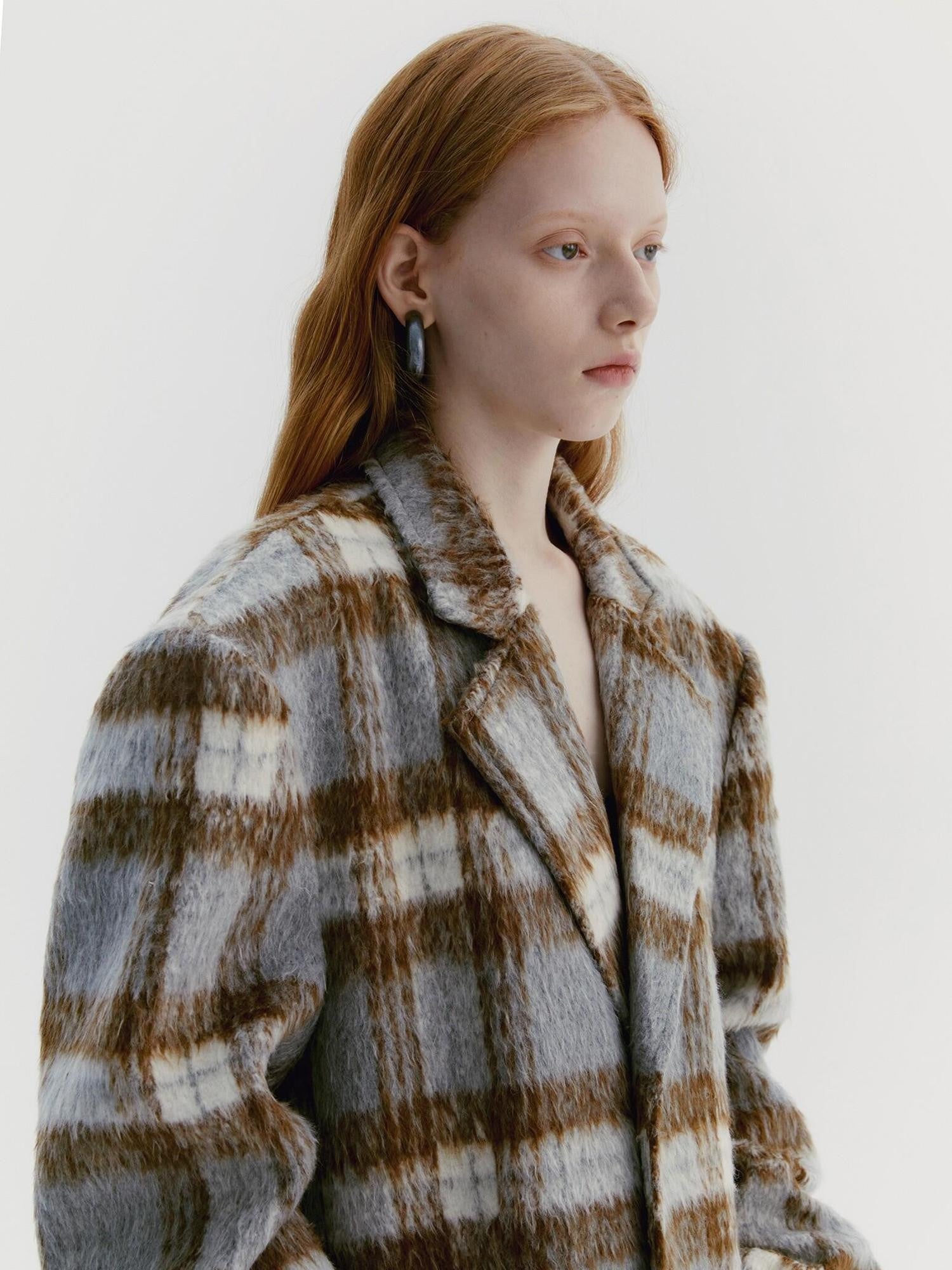 Delivery Vintage Grey Plaid Pleated Asymmetrical Women&