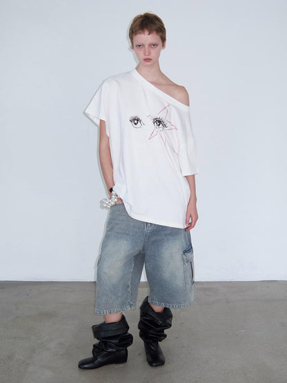 Delivery Vintage Light Blue Washed Denim Cargo Shorts Unisex
