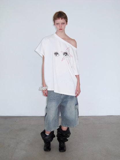Delivery Vintage Light Blue Washed Denim Cargo Shorts Unisex
