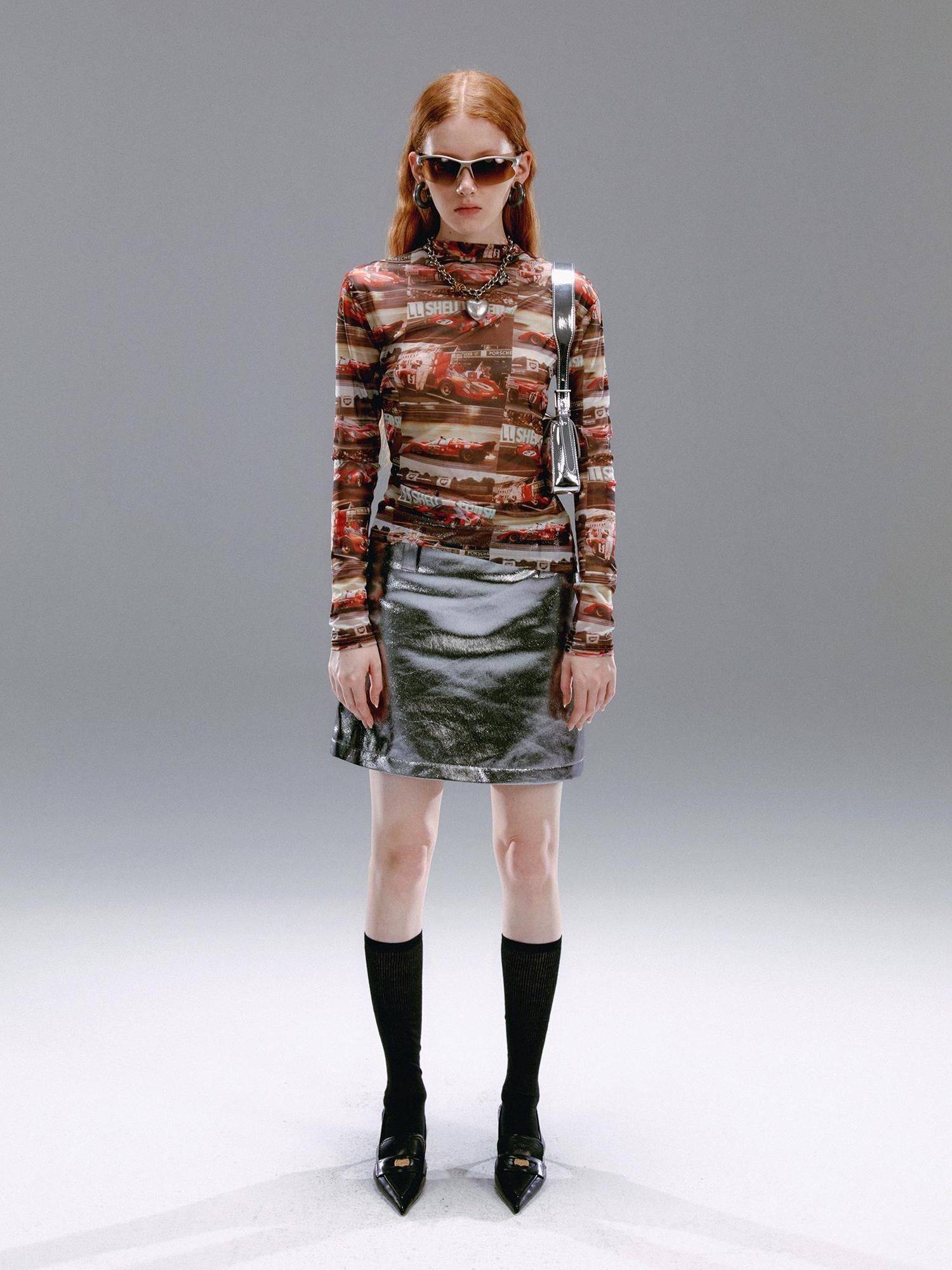 Delivery Vintage Metallic Silver Gray Sequin A Line Mini Skirt