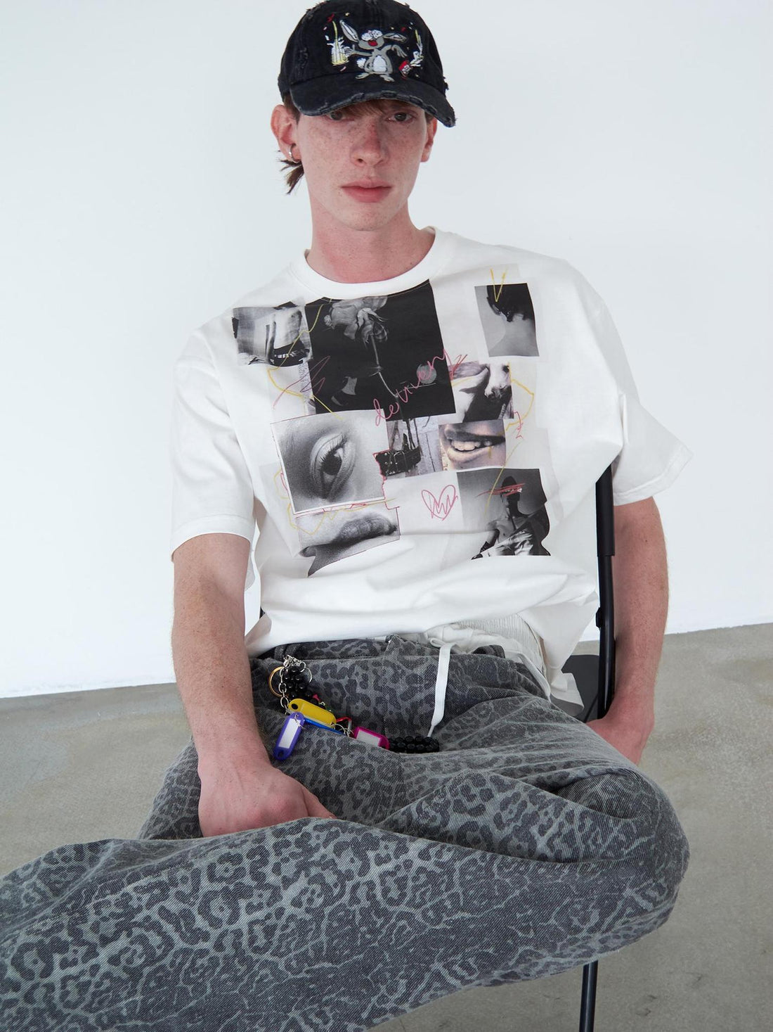 Delivery Vintage Photo Collage Doodle Print Tee