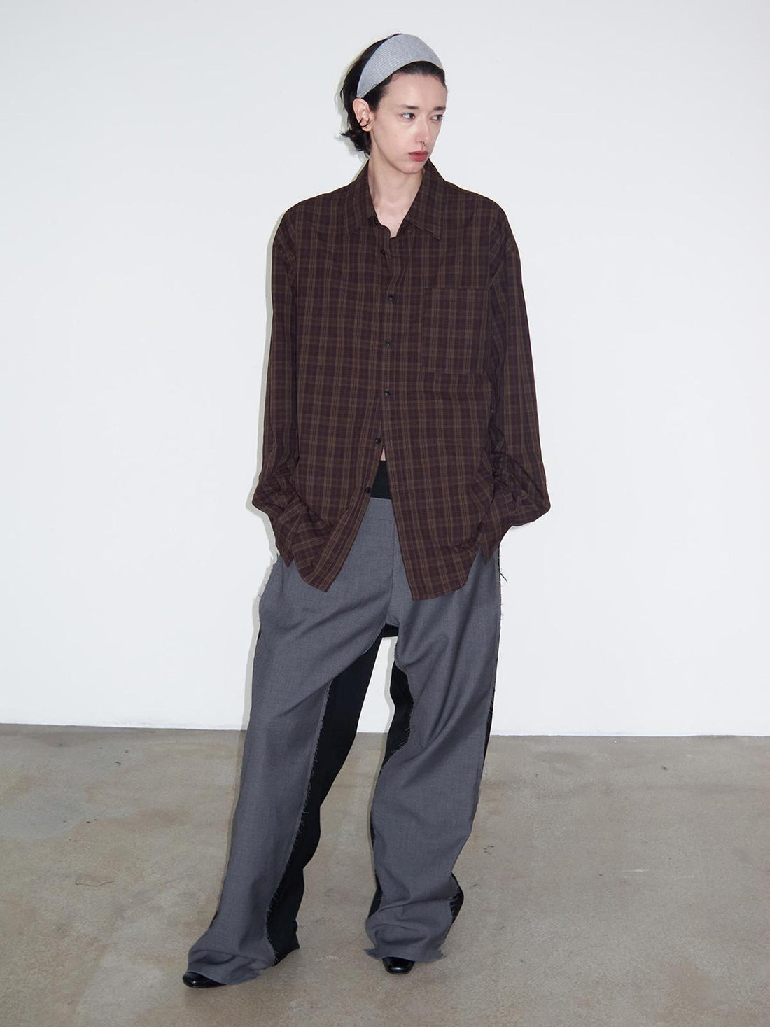 Delivery Vintage Plaid Red Brown Loose FiT-shirt