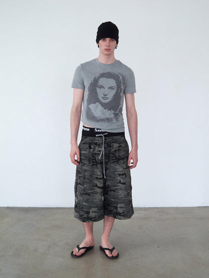 Delivery Vintage Portrait Print Straight Cut Grey Women&