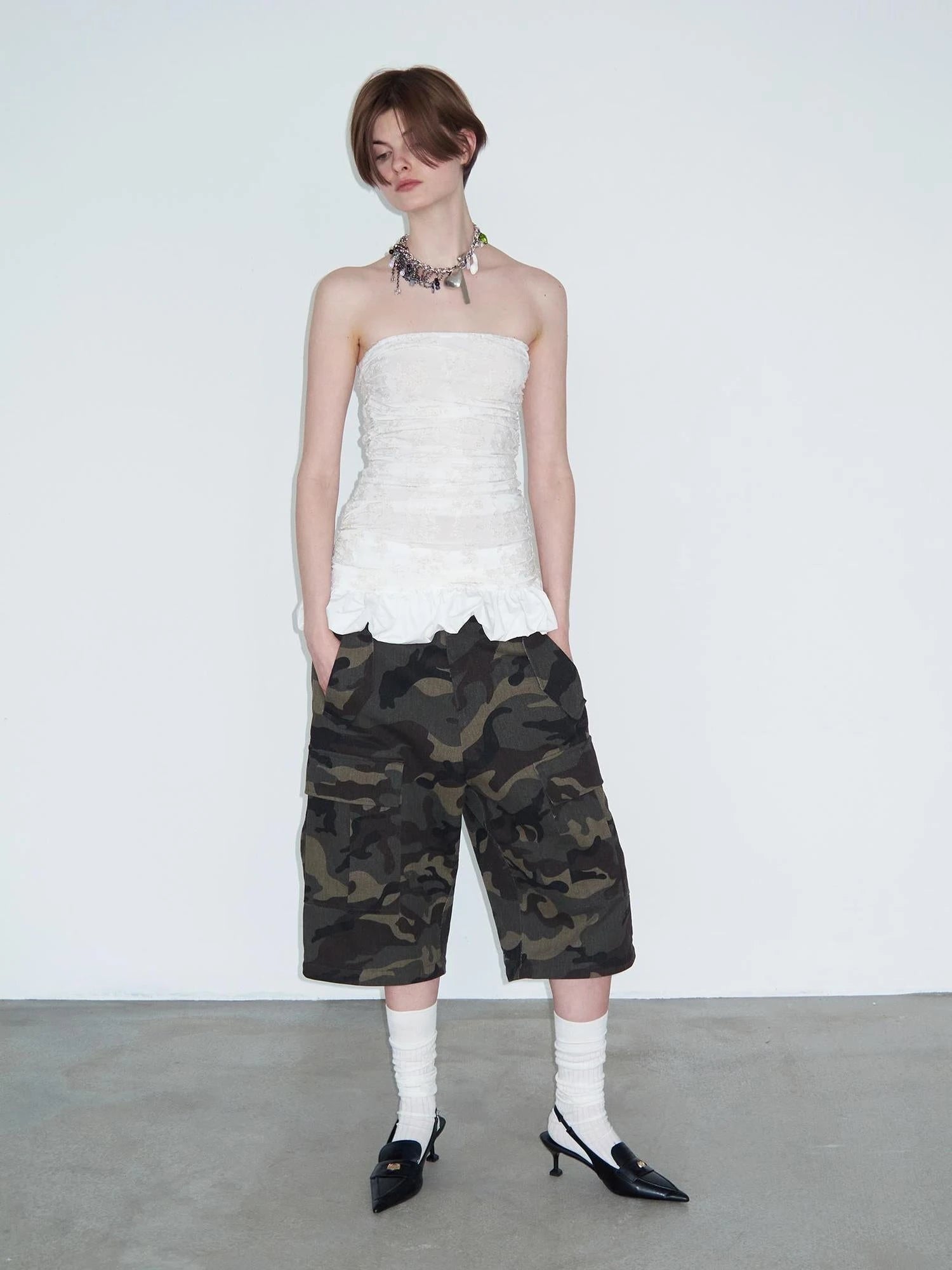 Vintage Washed Camo Cargo Pants Convertible Shorts