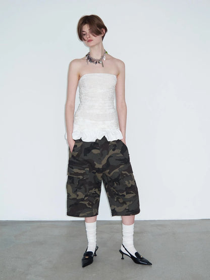 Vintage Washed Camo Cargo Pants Convertible Shorts