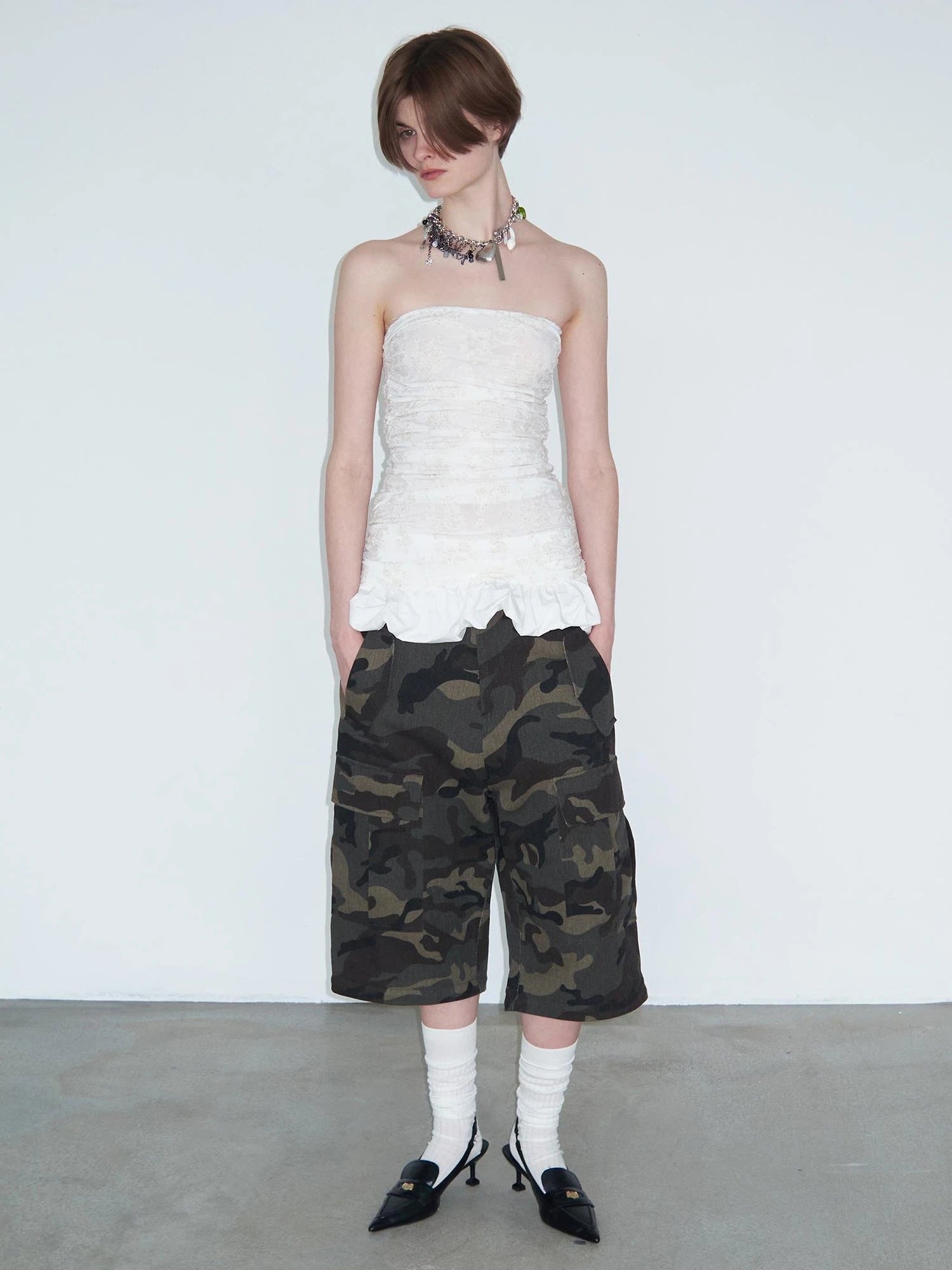 Vintage Washed Camo Cargo Pants Convertible Shorts