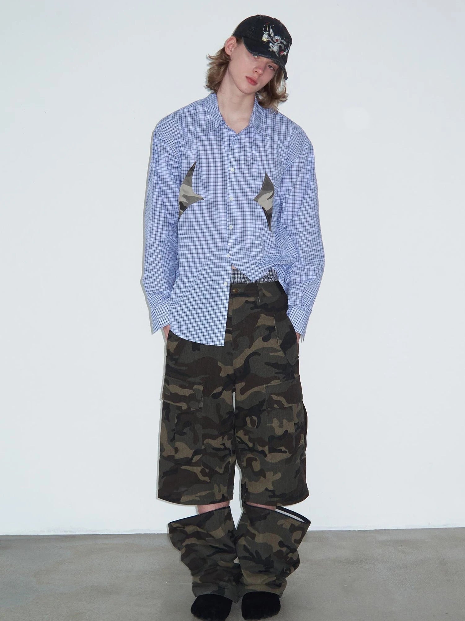 Vintage Washed Camo Cargo Pants Convertible Shorts