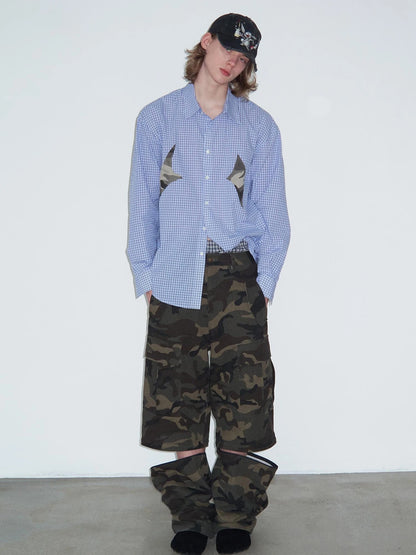 Vintage Washed Camo Cargo Pants Convertible Shorts