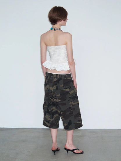 Vintage Washed Camo Cargo Pants Convertible Shorts
