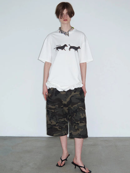 Vintage Washed Camo Cargo Pants Convertible Shorts