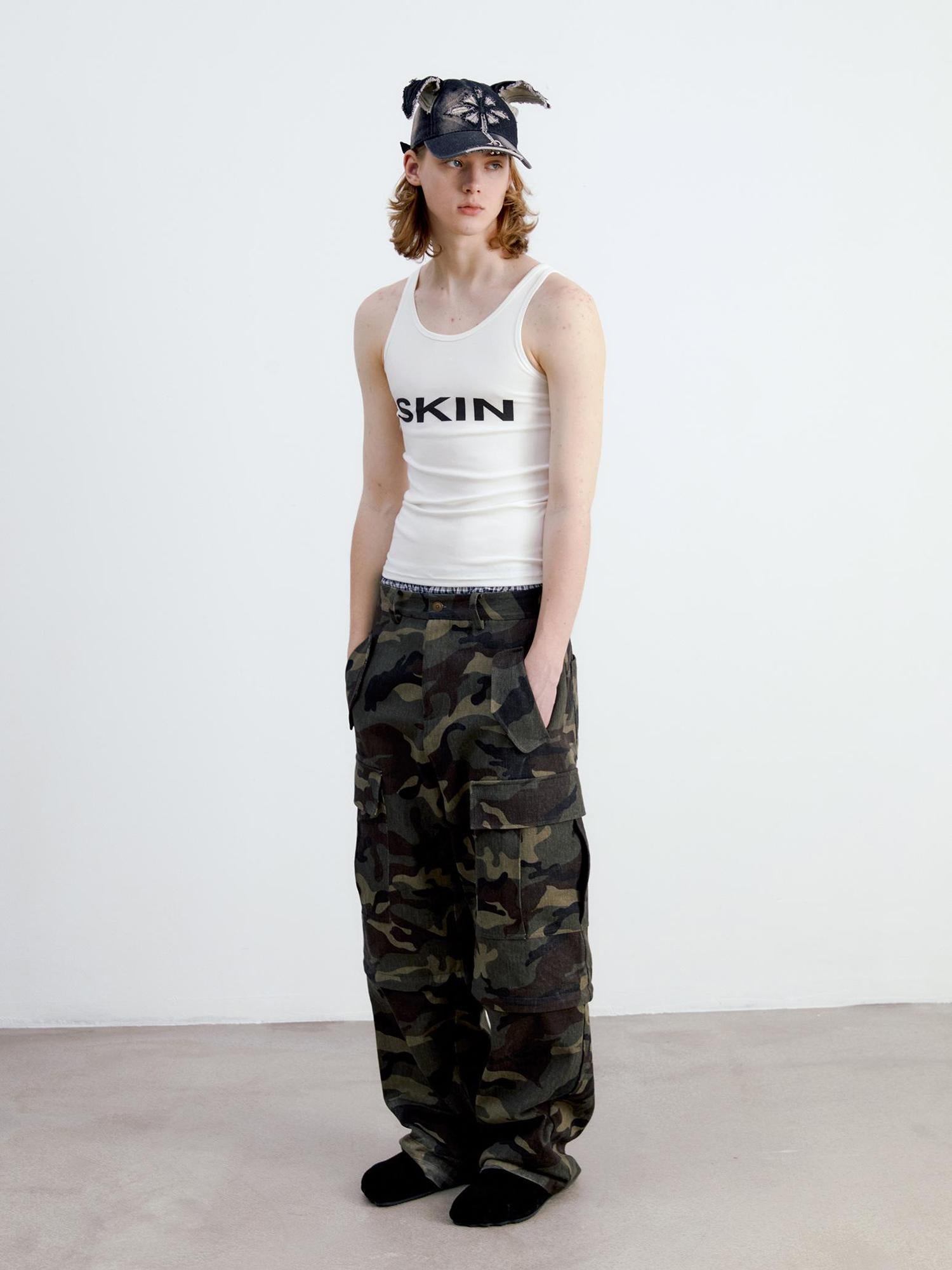 Delivery Vintage Washed Camo Cargo Pants Convertible Shorts