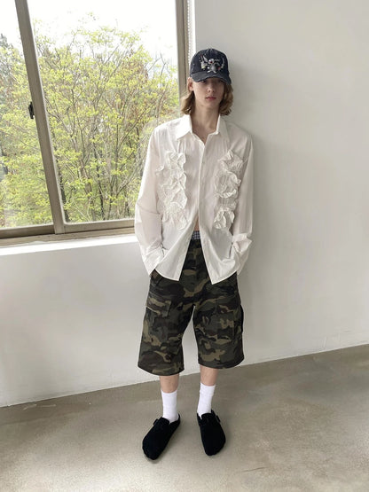 Vintage Washed Camo Cargo Pants Convertible Shorts