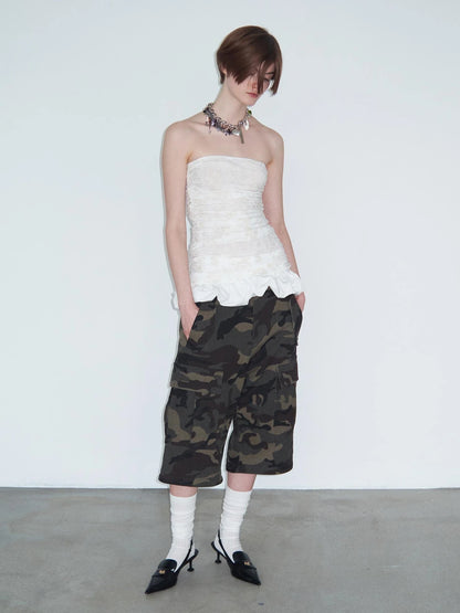 Vintage Washed Camo Cargo Pants Convertible Shorts