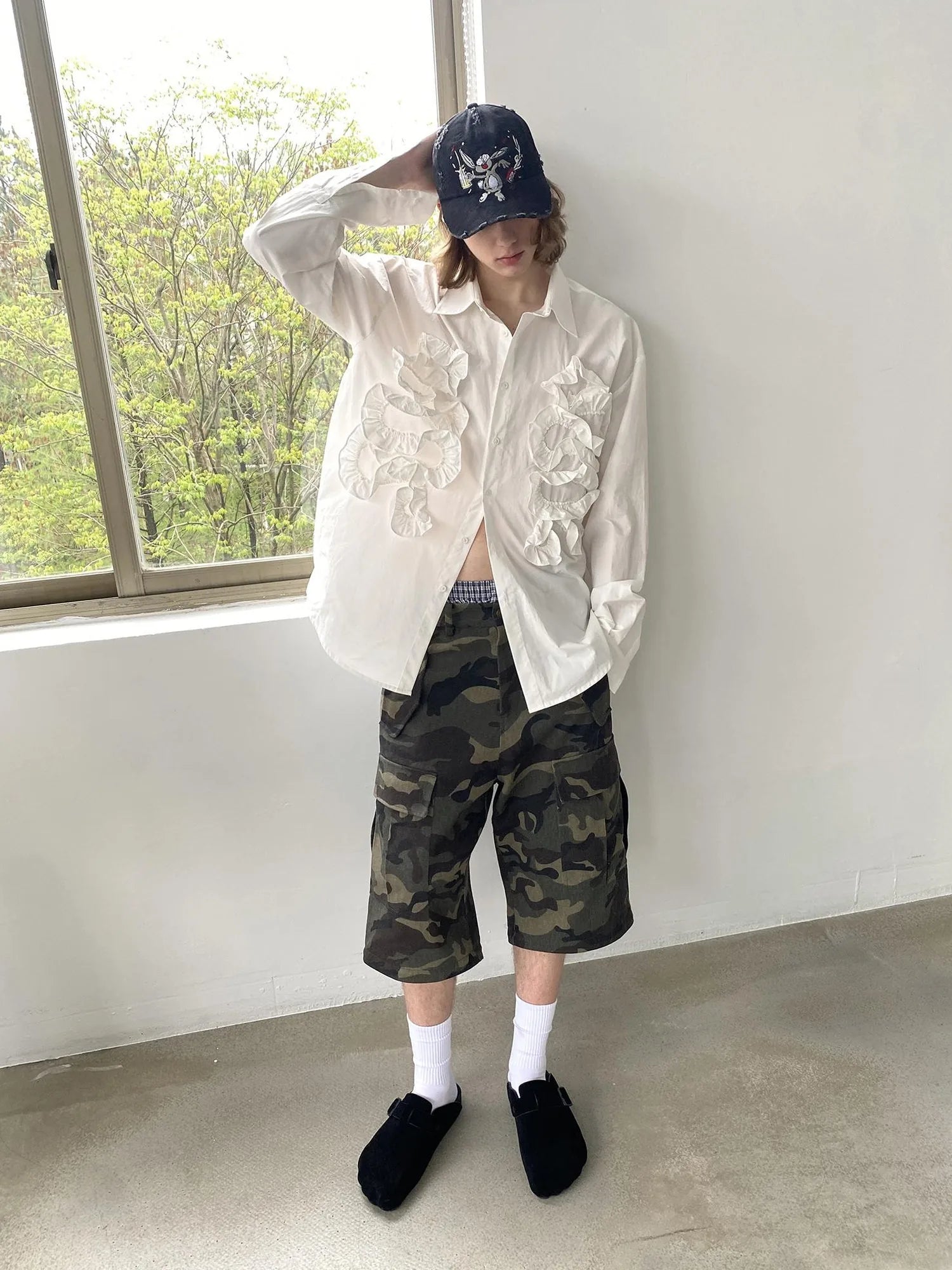 Vintage Washed Camo Cargo Pants Convertible Shorts