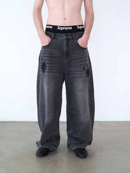 Delivery Washed Black Distressed Patchwork Women&