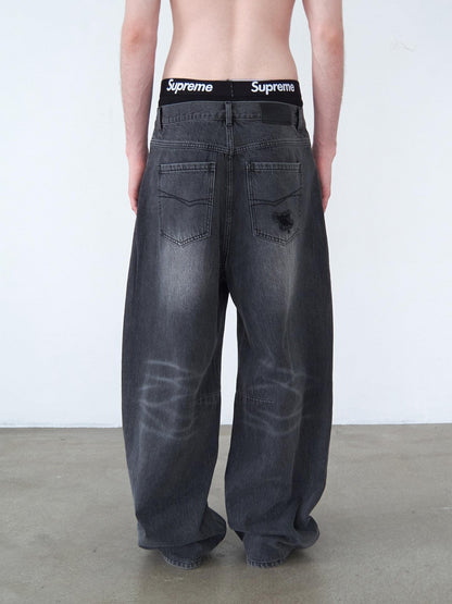 Delivery Washed Black Distressed Patchwork Women&