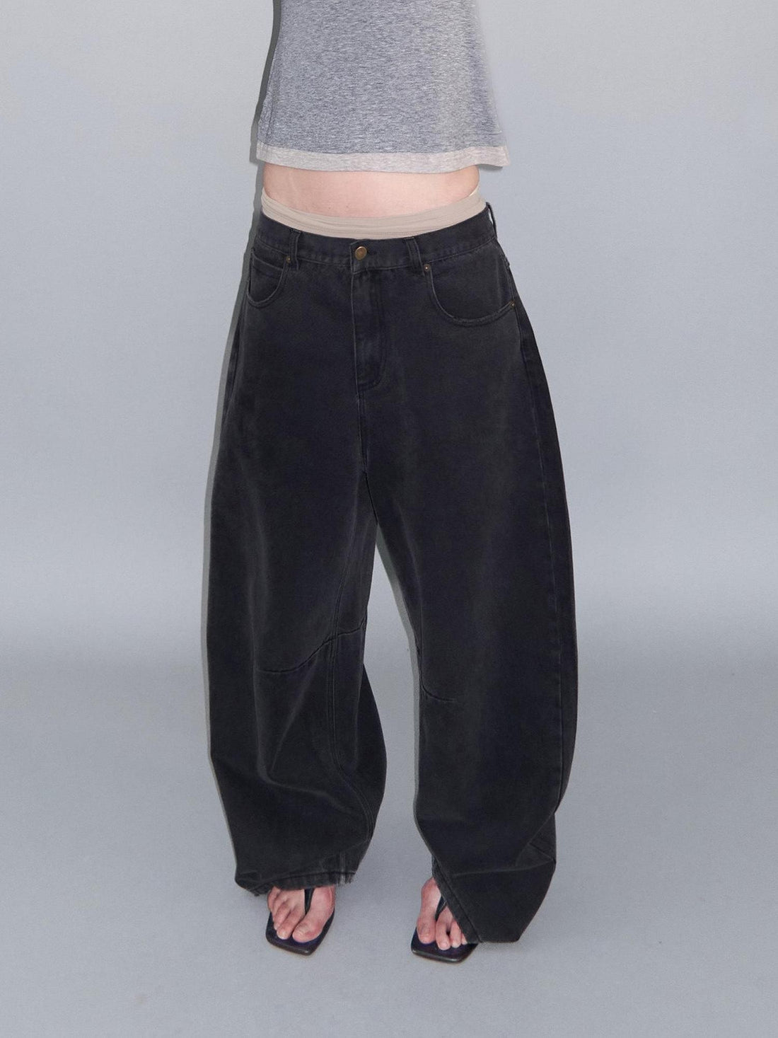 Delivery Washed Distressed Curved Cut Oversized Women&