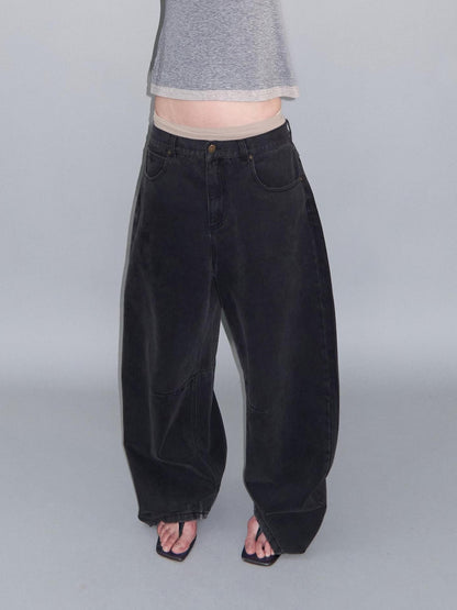 Delivery Washed Distressed Curved Cut Oversized Women&