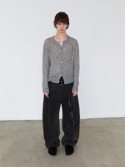 Delivery Washed Distressed Curved Cut Oversized Women&
