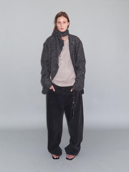 Delivery Washed Distressed Curved Cut Oversized Women&