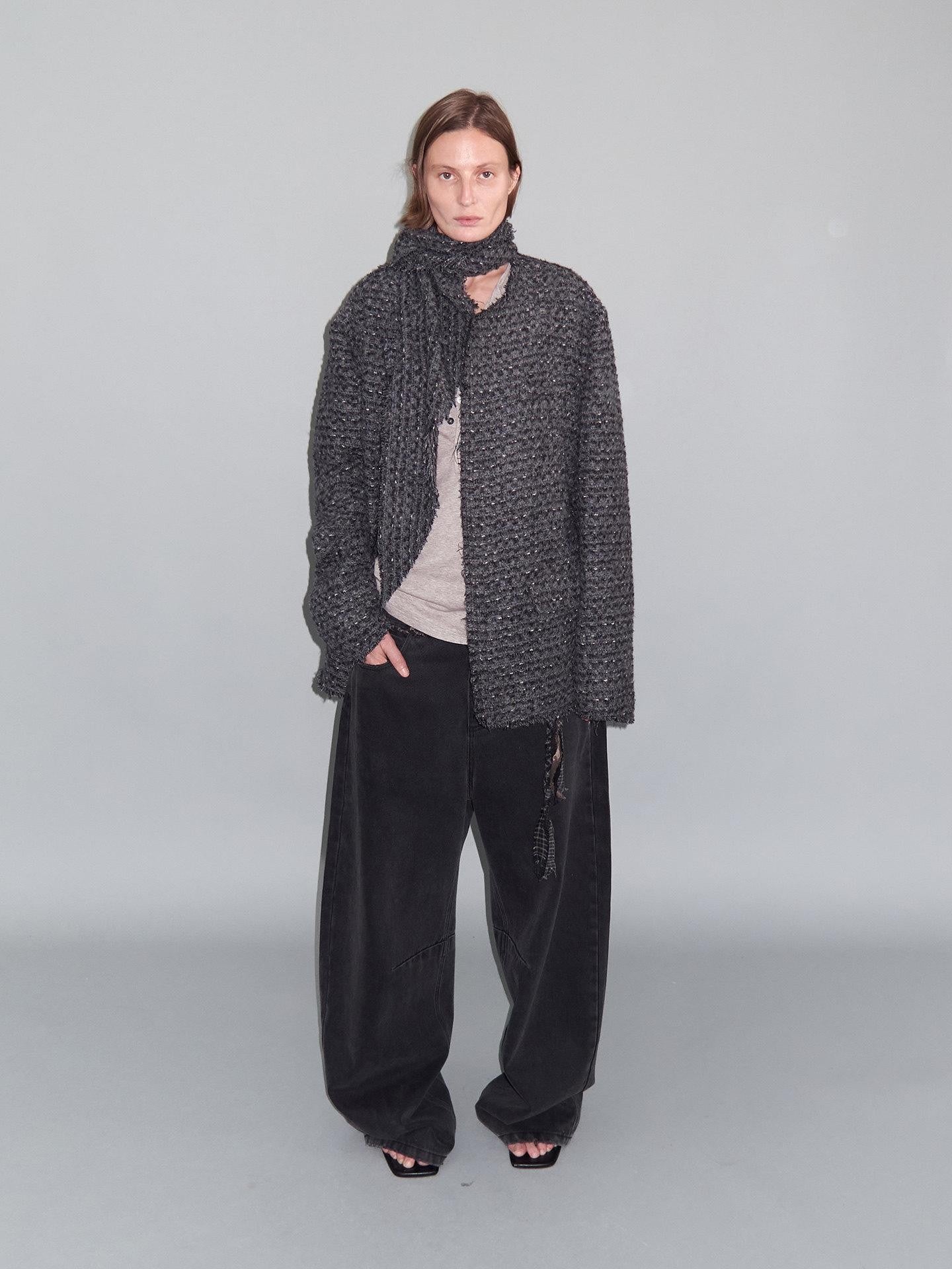 Delivery Washed Distressed Curved Cut Oversized Women&