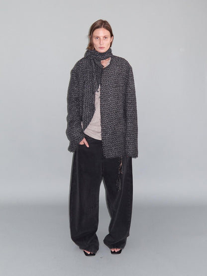 Delivery Washed Distressed Curved Cut Oversized Women&