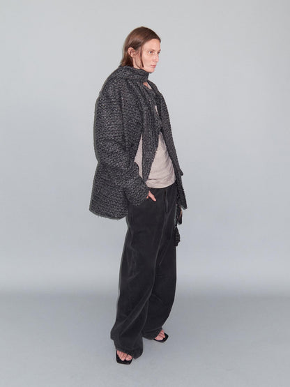 Delivery Washed Distressed Curved Cut Oversized Women&