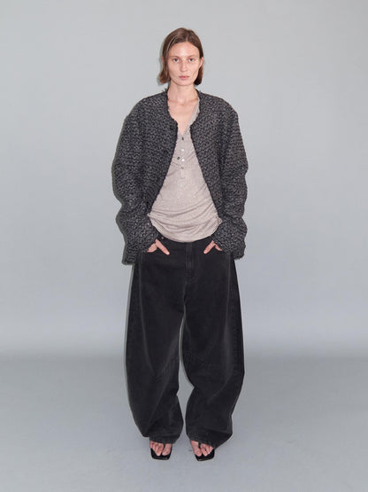 Delivery Washed Distressed Curved Cut Oversized Women&