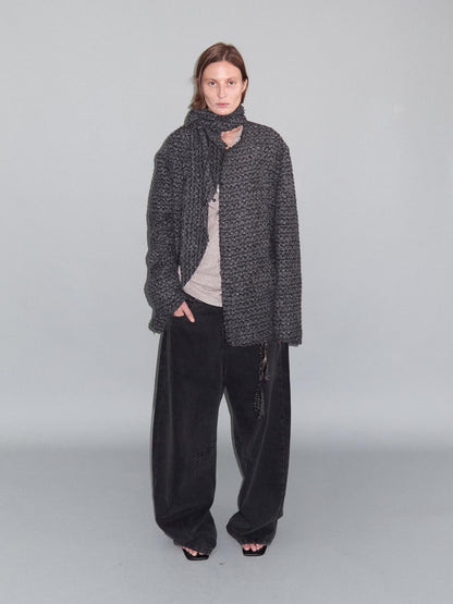 Delivery Washed Distressed Curved Cut Oversized Women&
