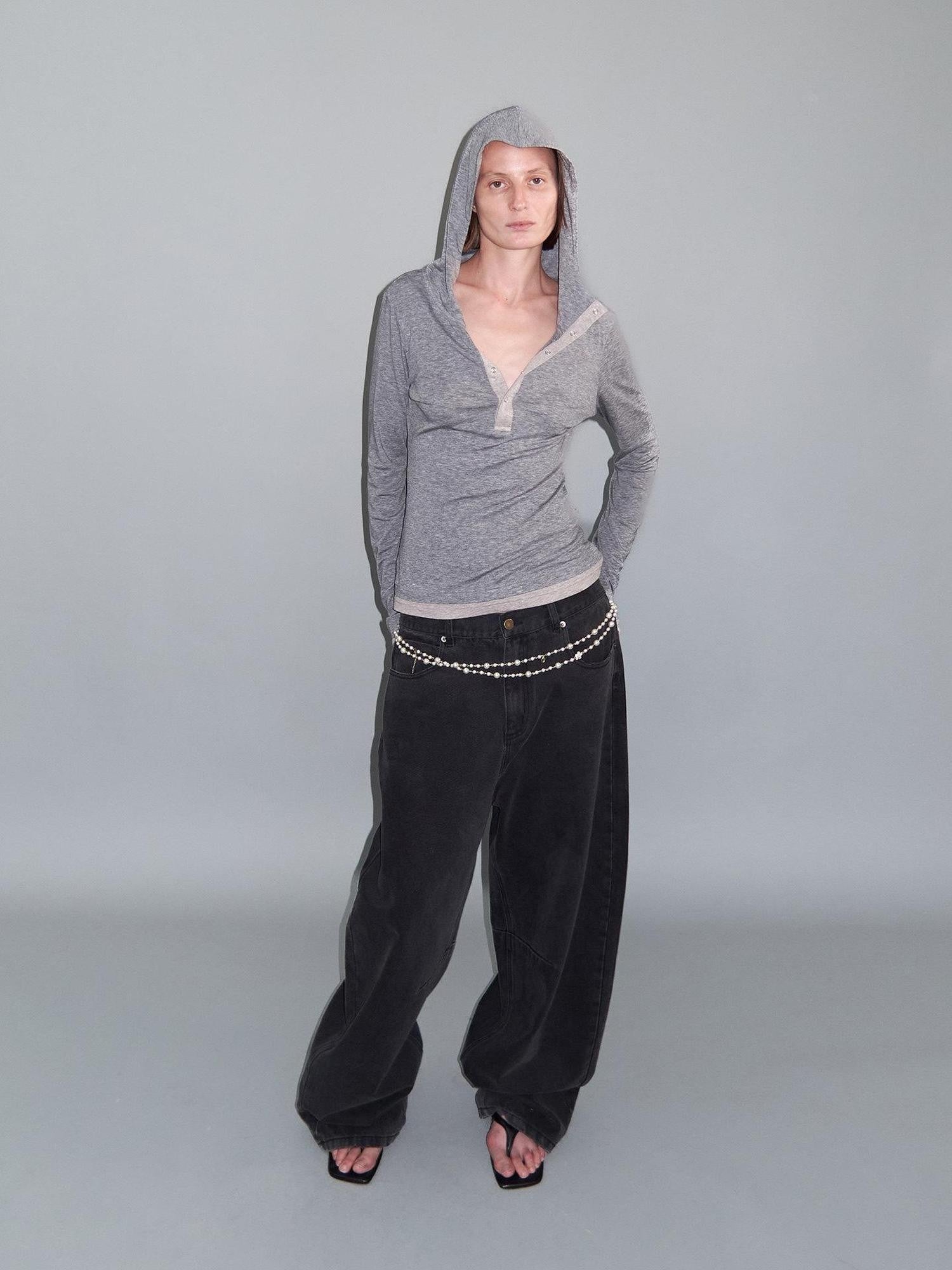 Delivery Washed Distressed Curved Cut Oversized Women&