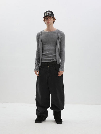 Delivery Washed Distressed Curved Cut Oversized Women&